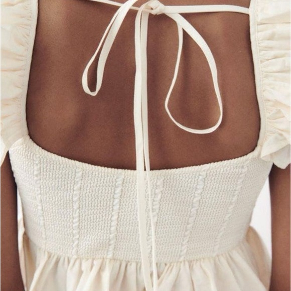 Zara Cream Ruffle PoplinTop - Picture 3 of 5